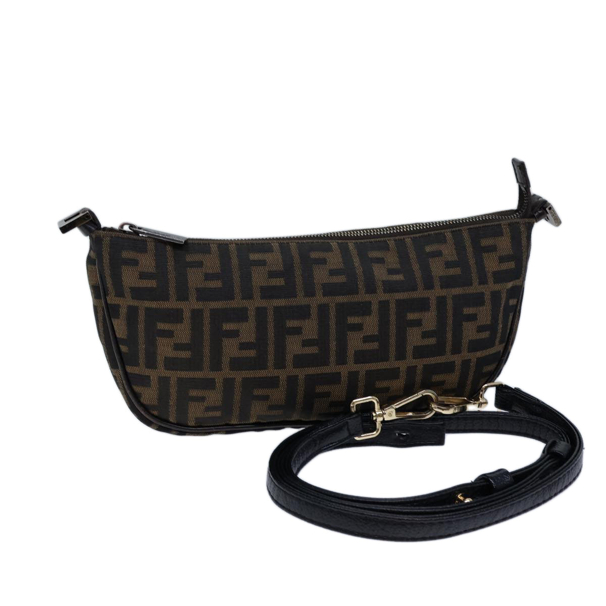 Luxury Fendi Zucca Canvas Shoulder Bag Brown Black72107