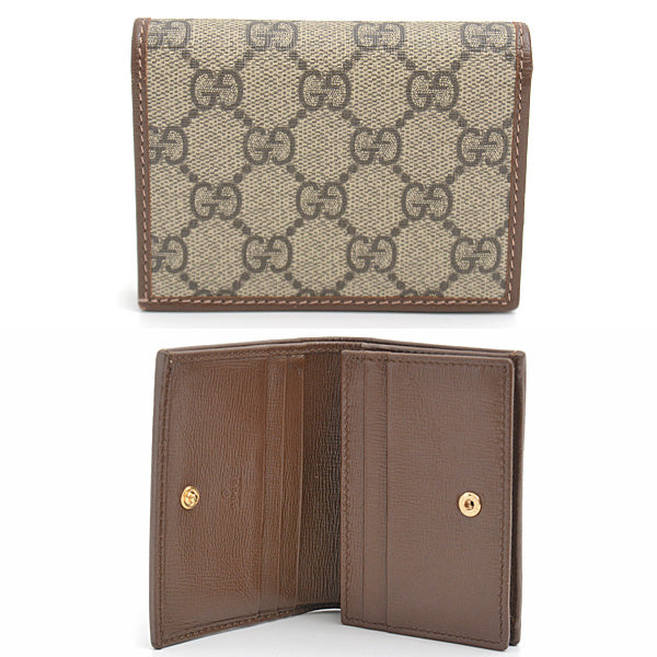 Luxury Gucci Trending 2025 Horsebit 1955 Card Case Wallet GG Supreme Canvas Leather Beige