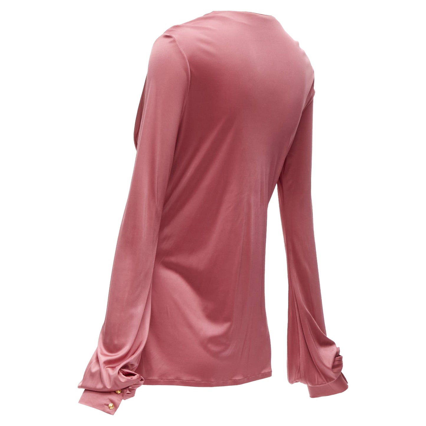 Gucci bamboo buckle silky deep v billow sleeve blouse