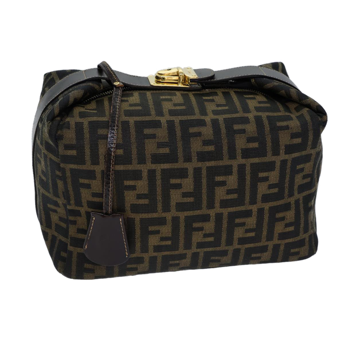 Luxury Fendi Zucca Canvas Vanity Cosmetic Pouch Brown Black72408