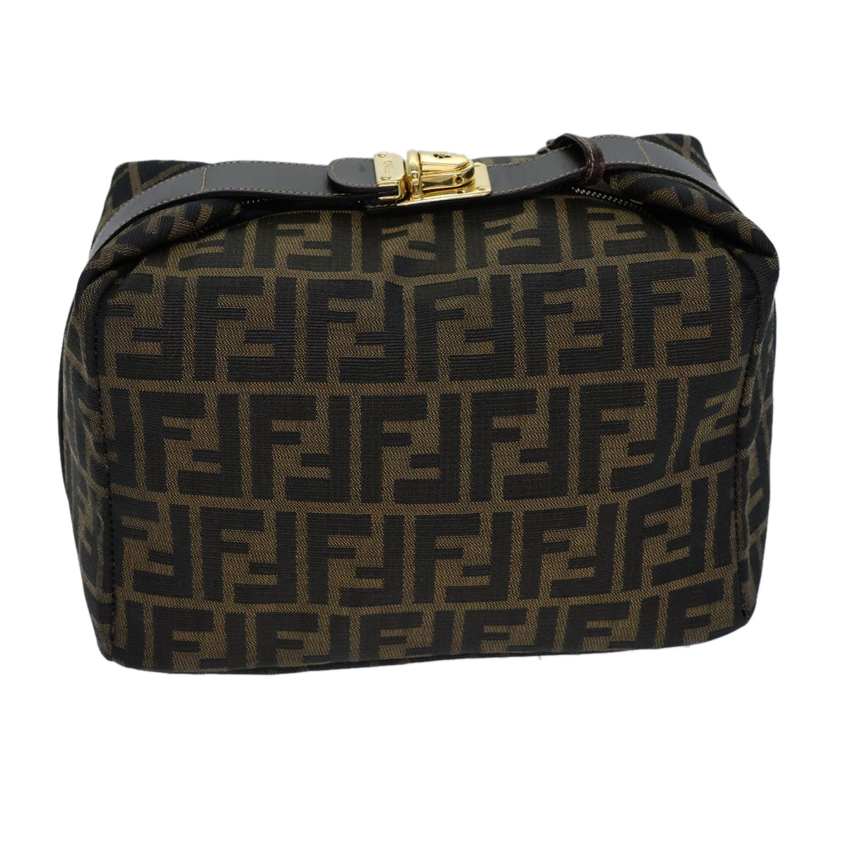 Luxury Fendi Zucca Canvas Vanity Cosmetic Pouch Brown Black72408