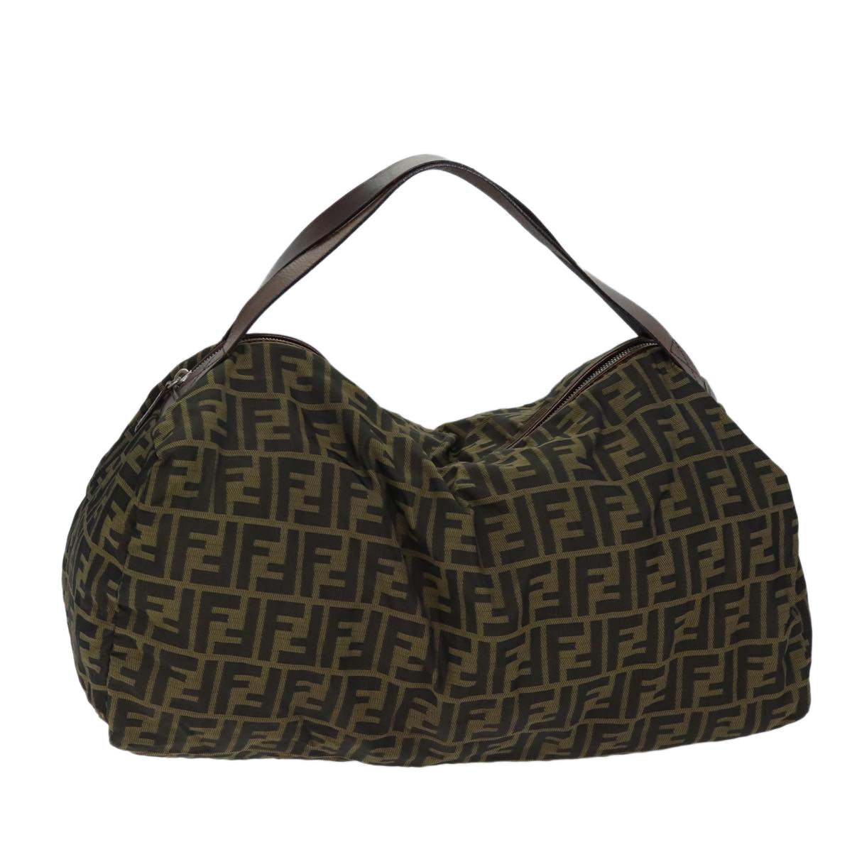Luxury Fendi Zucca Canvas Shoulder Bag Brown Black72418