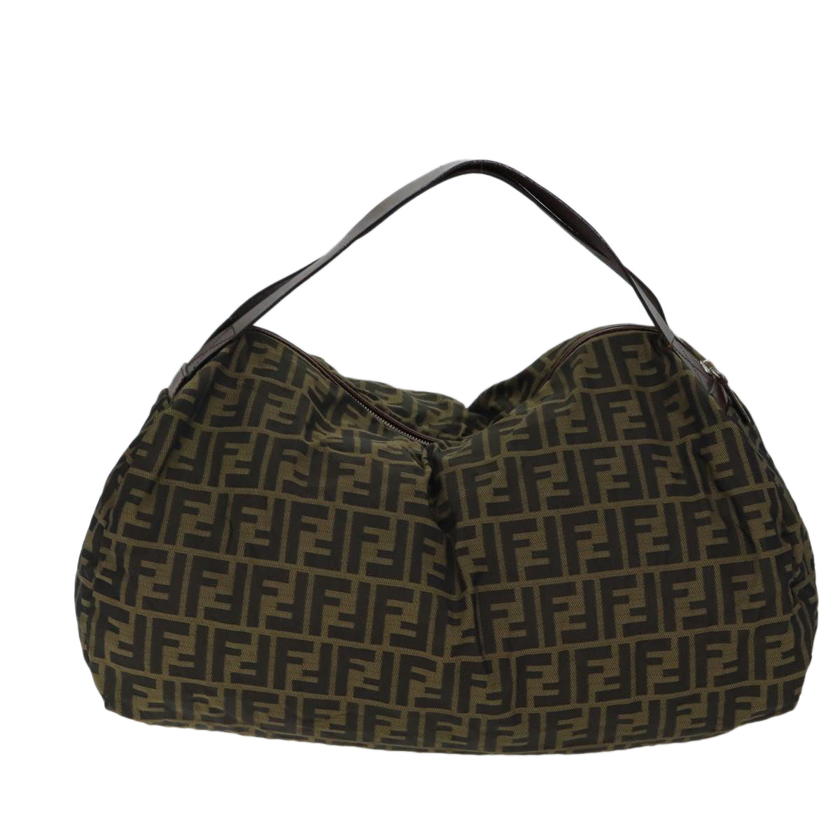 Luxury Fendi Zucca Canvas Shoulder Bag Brown Black72418
