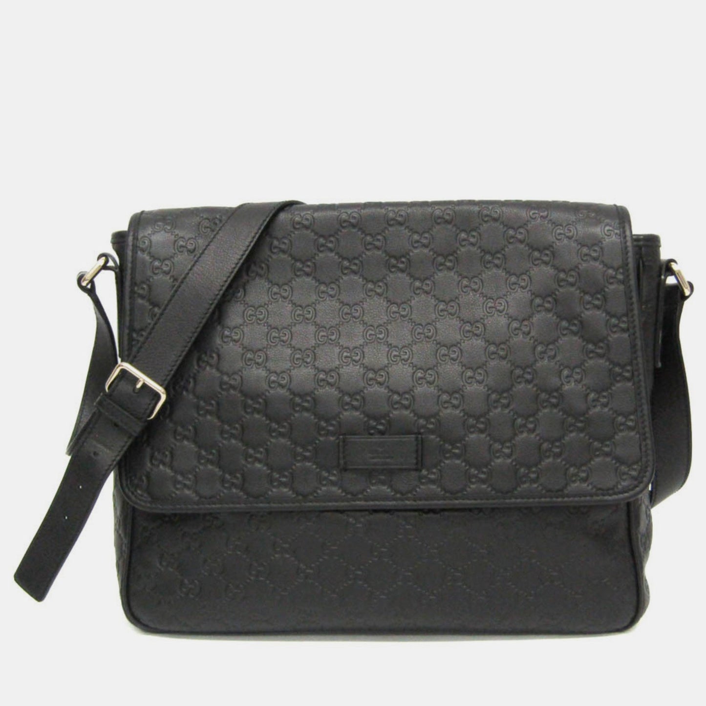 Luxury Gucci Trending 2025 Black Leather GG Signature Medium Messenger Bag