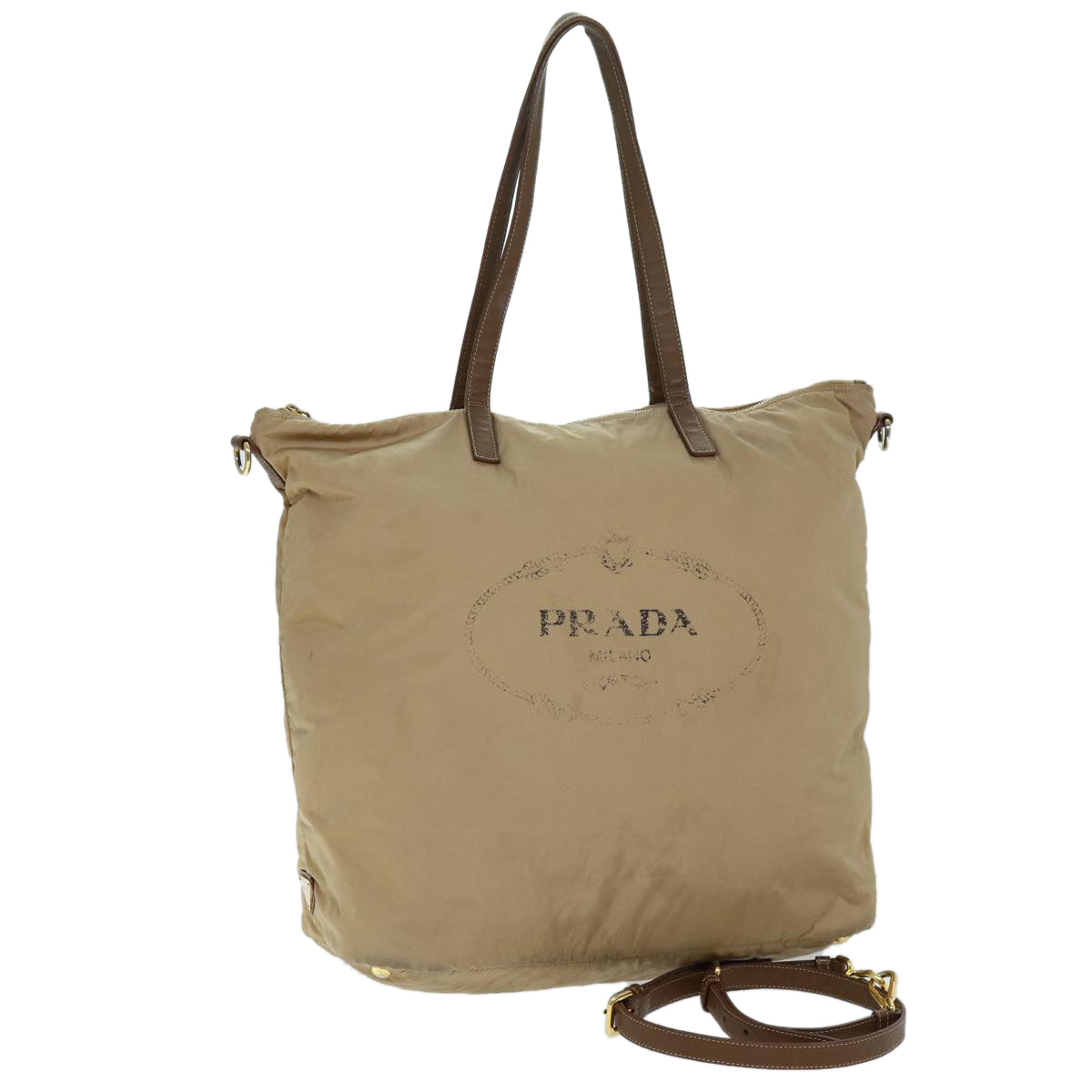 Luxury PradaTote Bag Nylon 2way Beige 72541