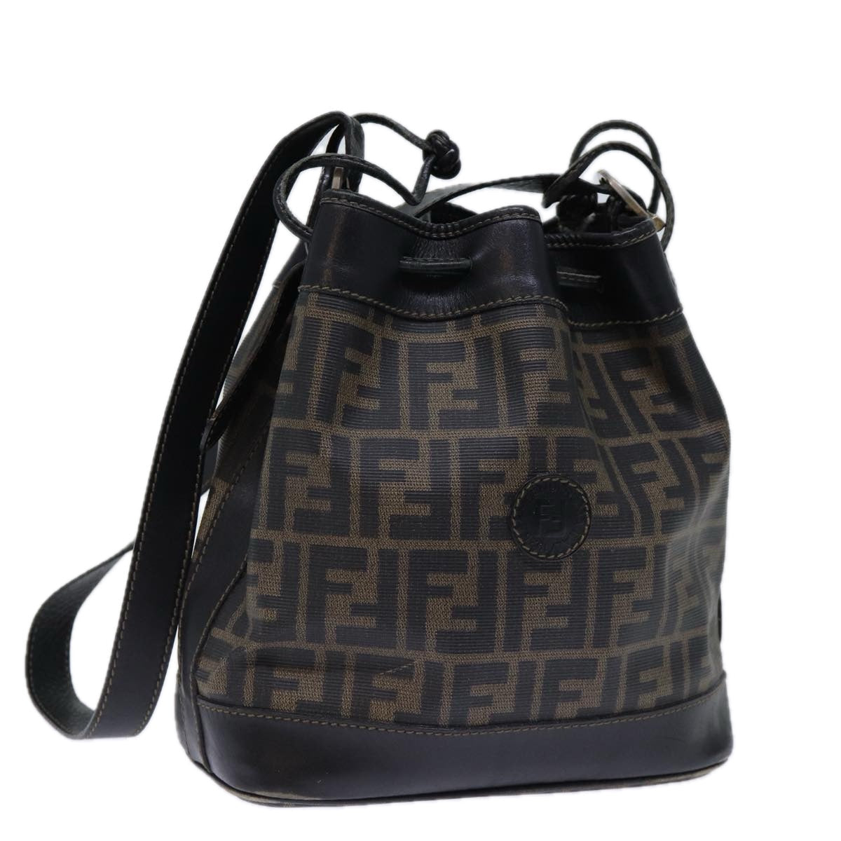 Luxury Fendi Zucca Canvas Shoulder Bag Coated Canvas Brown72598