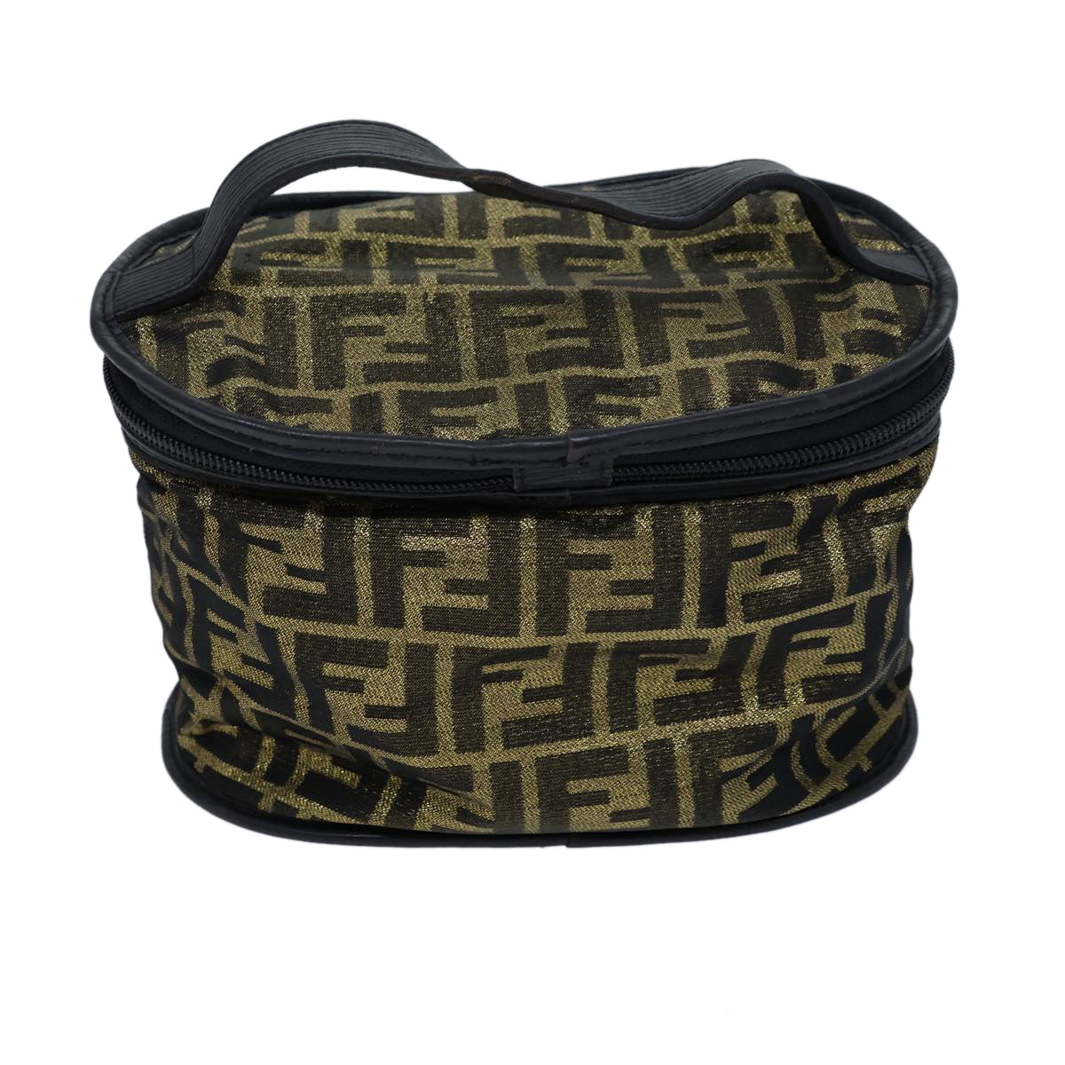 Luxury Fendi Zucca Canvas Vanity Hand Bag Gold Black72634