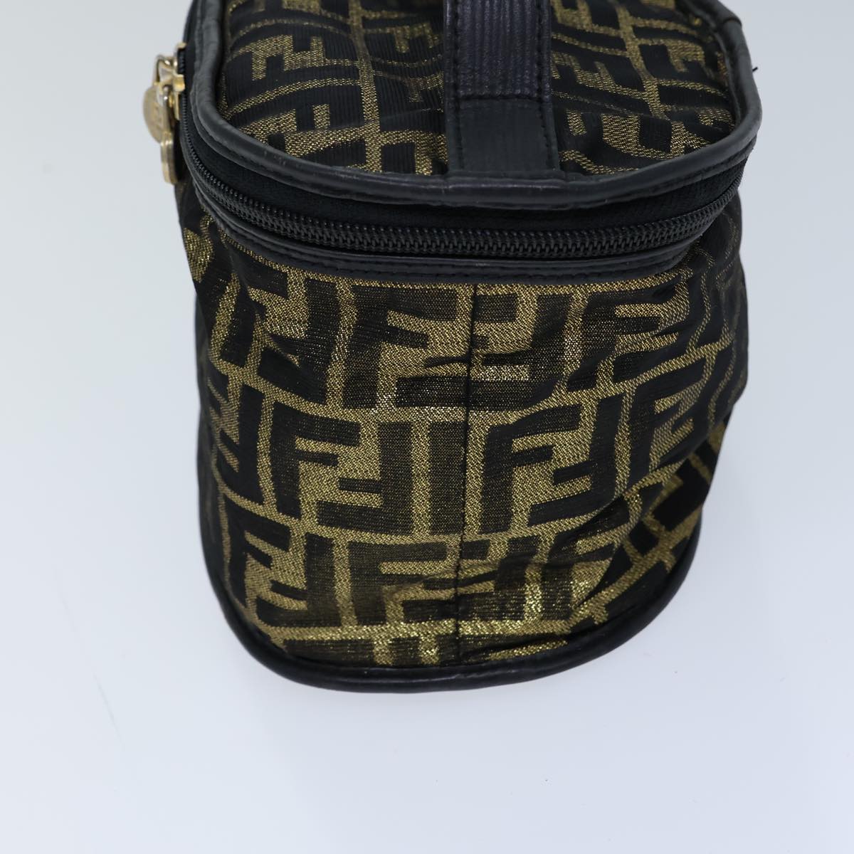 Luxury Fendi Zucca Canvas Vanity Hand Bag Gold Black72634