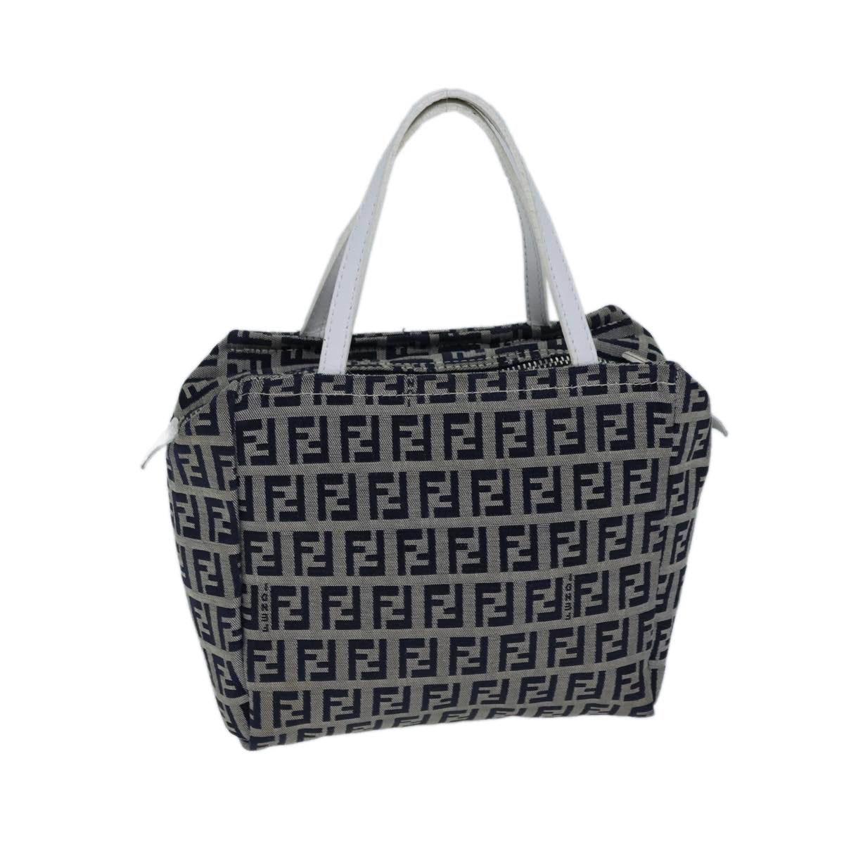 Luxury Fendi Zucchino Canvas Hand Bag Navy White72635