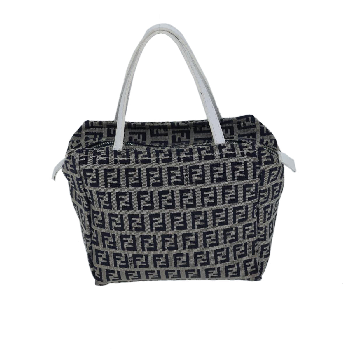 Luxury Fendi Zucchino Canvas Hand Bag Navy White72635