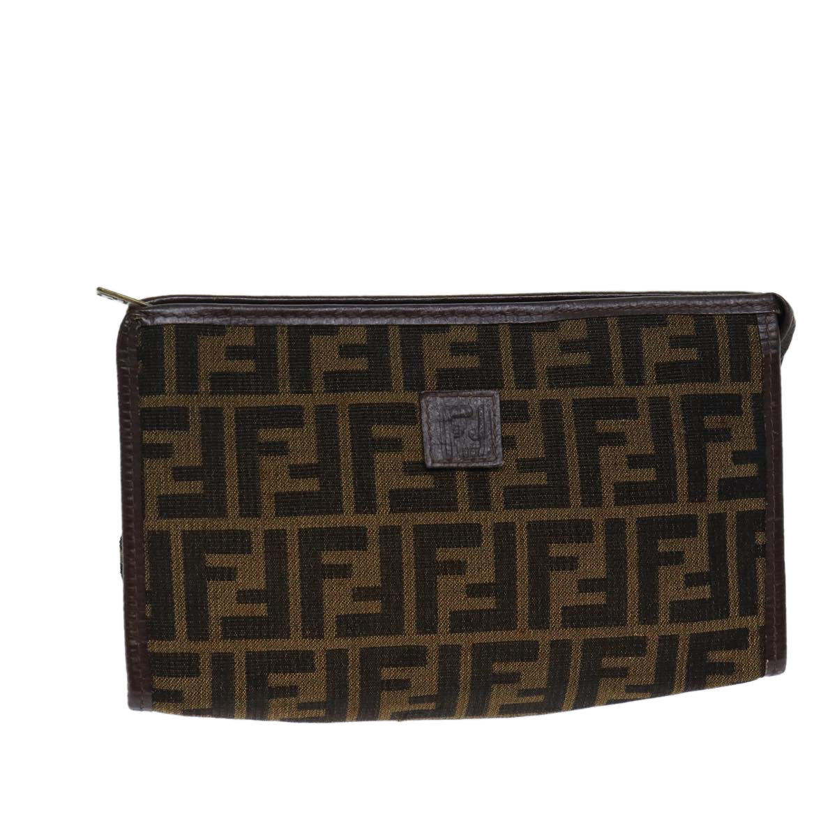Luxury Fendi Zucca Canvas Clutch Bag Brown Black72651