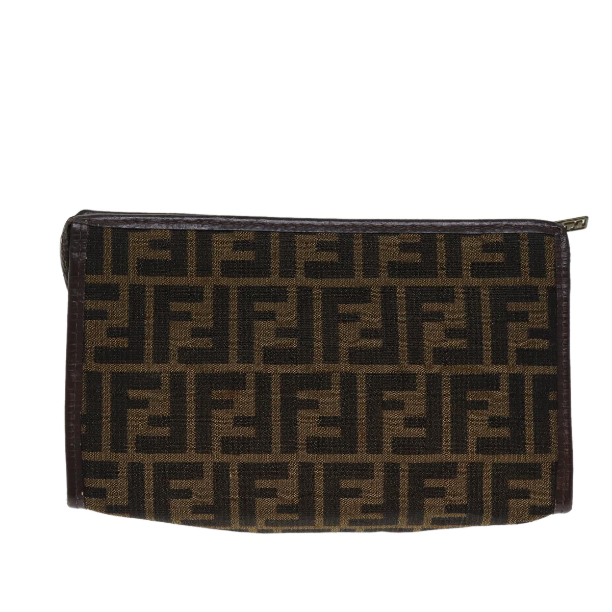 Luxury Fendi Zucca Canvas Clutch Bag Brown Black72651