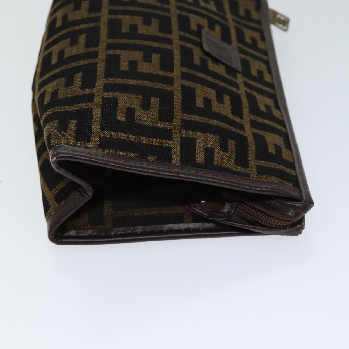 Luxury Fendi Zucca Canvas Clutch Bag Brown Black72651