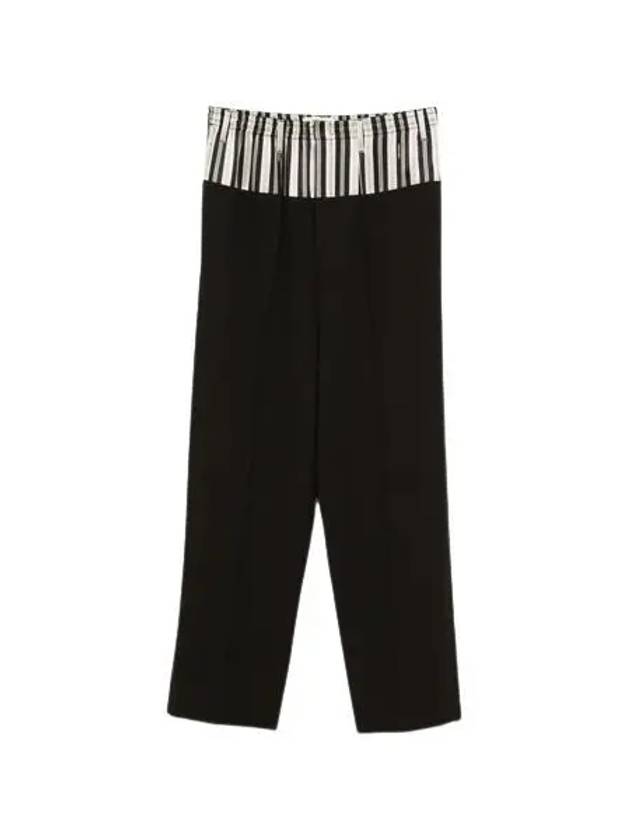 Luxury Fendi Wool Layered Wide Pants Black