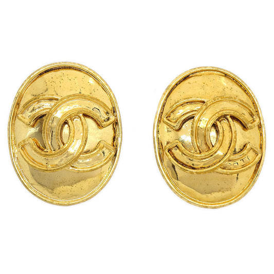Luxury Chanel 1994 Oval Earrings Gold Small