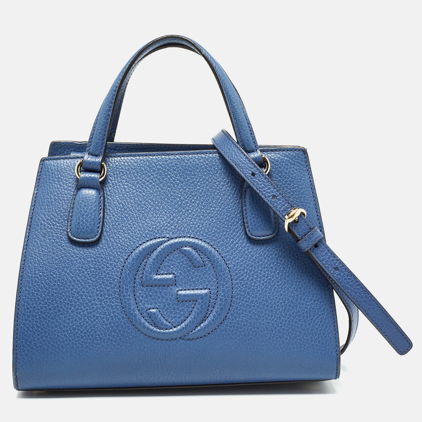 Luxury Gucci Trending 2025 Blue Leather Soho Top Handle Bag