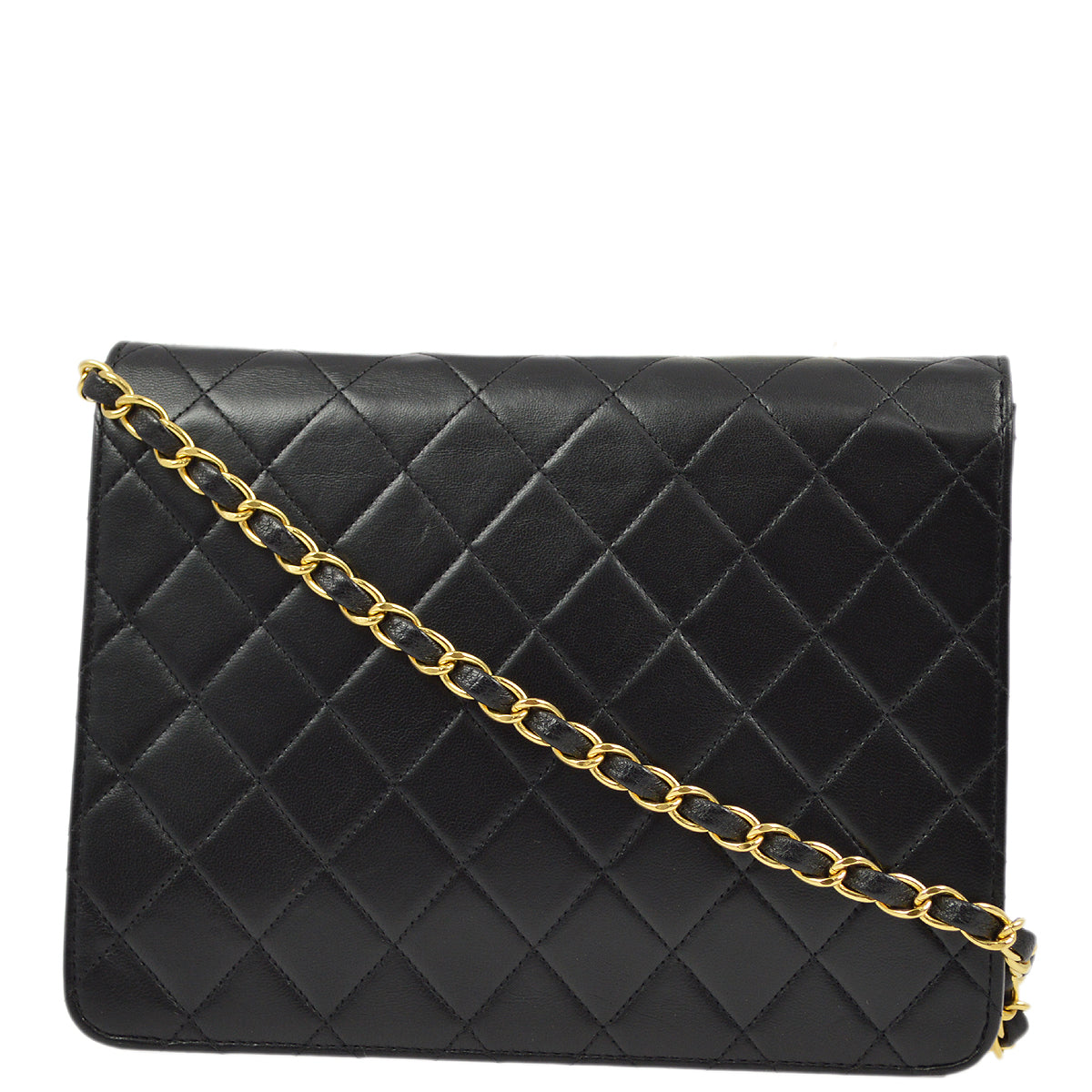 Chanel Black Lambskin Turnlock Small Half Flap Shoulder Bag