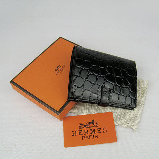 Luxury Hermes Wallet H006 Wallet Crocodile Black
