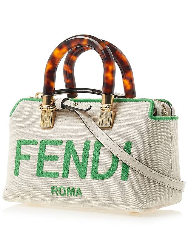 Luxury Fendi By The Way Small Canvas Tote Bag Green White