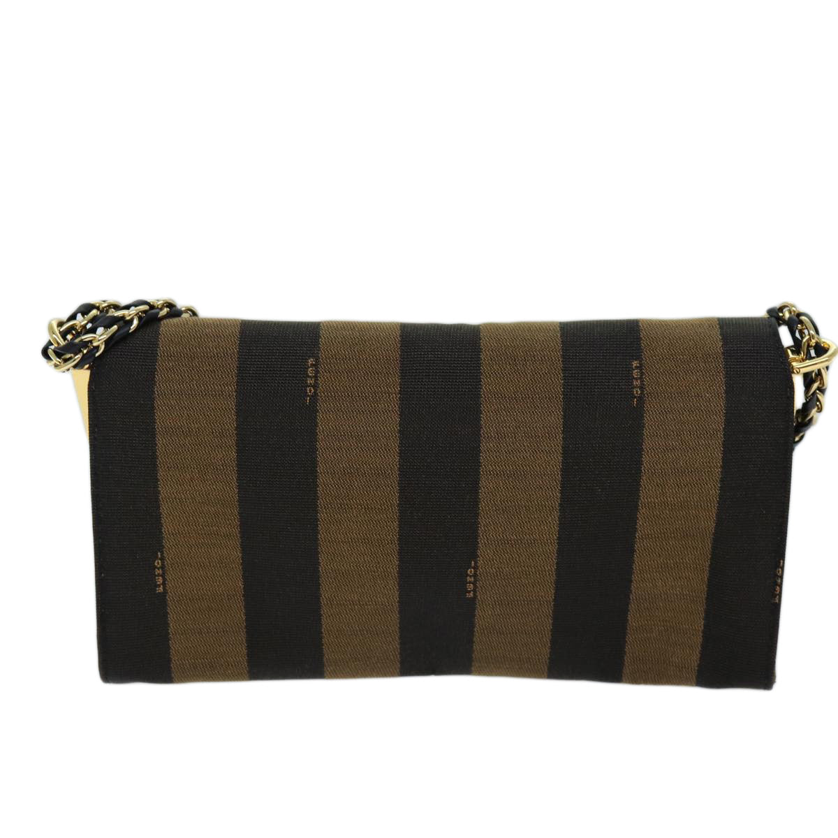 Luxury Fendi Pecan Canvas Chain Shoulder Bag Brown Black73036
