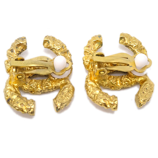 Luxury Chanel CC Earrings Clip-On Gold 93A