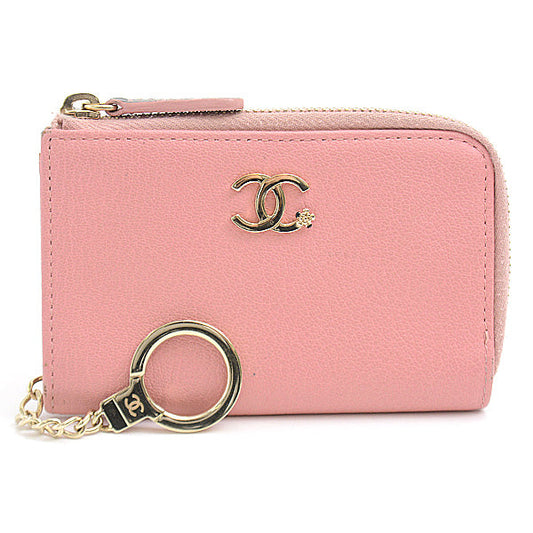 Chanel Lambskin Coin Case with Key Ring Pink in Great Condition