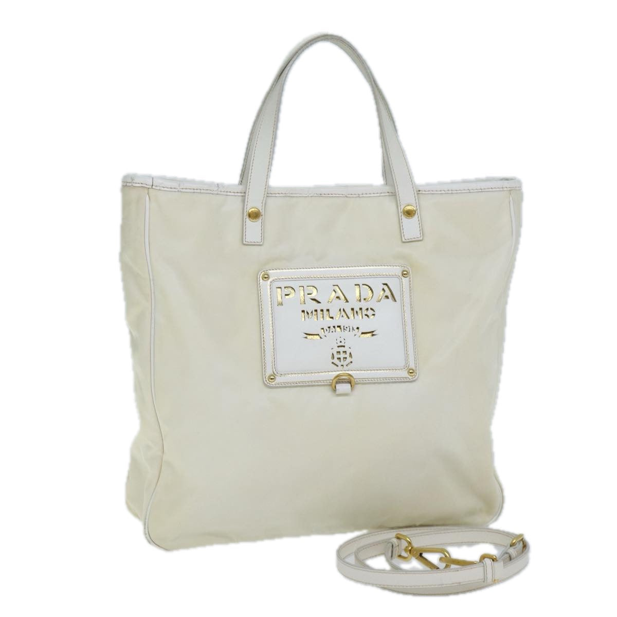 Luxury PradaTote Bag Nylon 2way White 73106