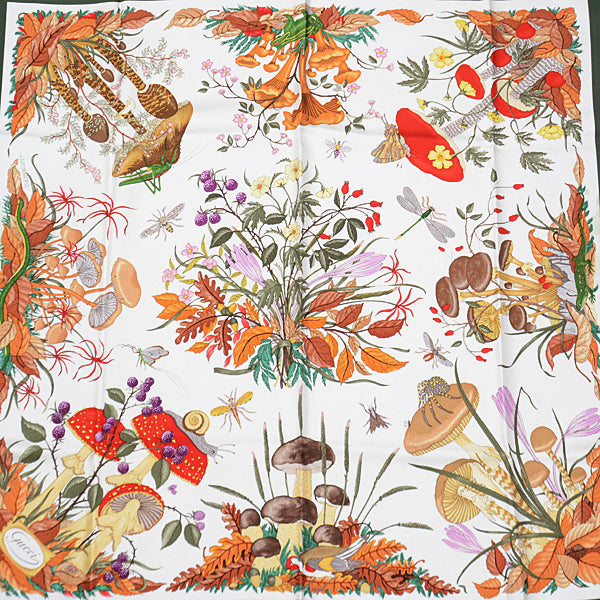 Luxury Gucci Trending 2025 Silk Floral Scarf Green White