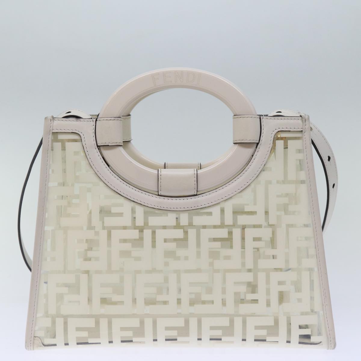 Luxury Fendi Zucca Canvas Hand Bag Vinyl 2way White73258A