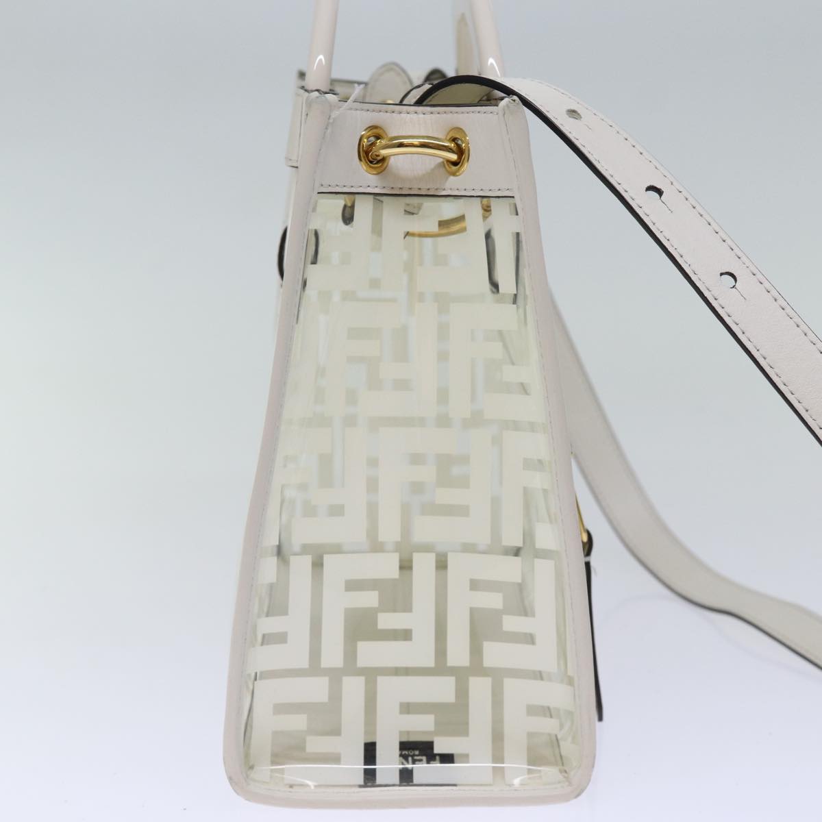 Luxury Fendi Zucca Canvas Hand Bag Vinyl 2way White73258A