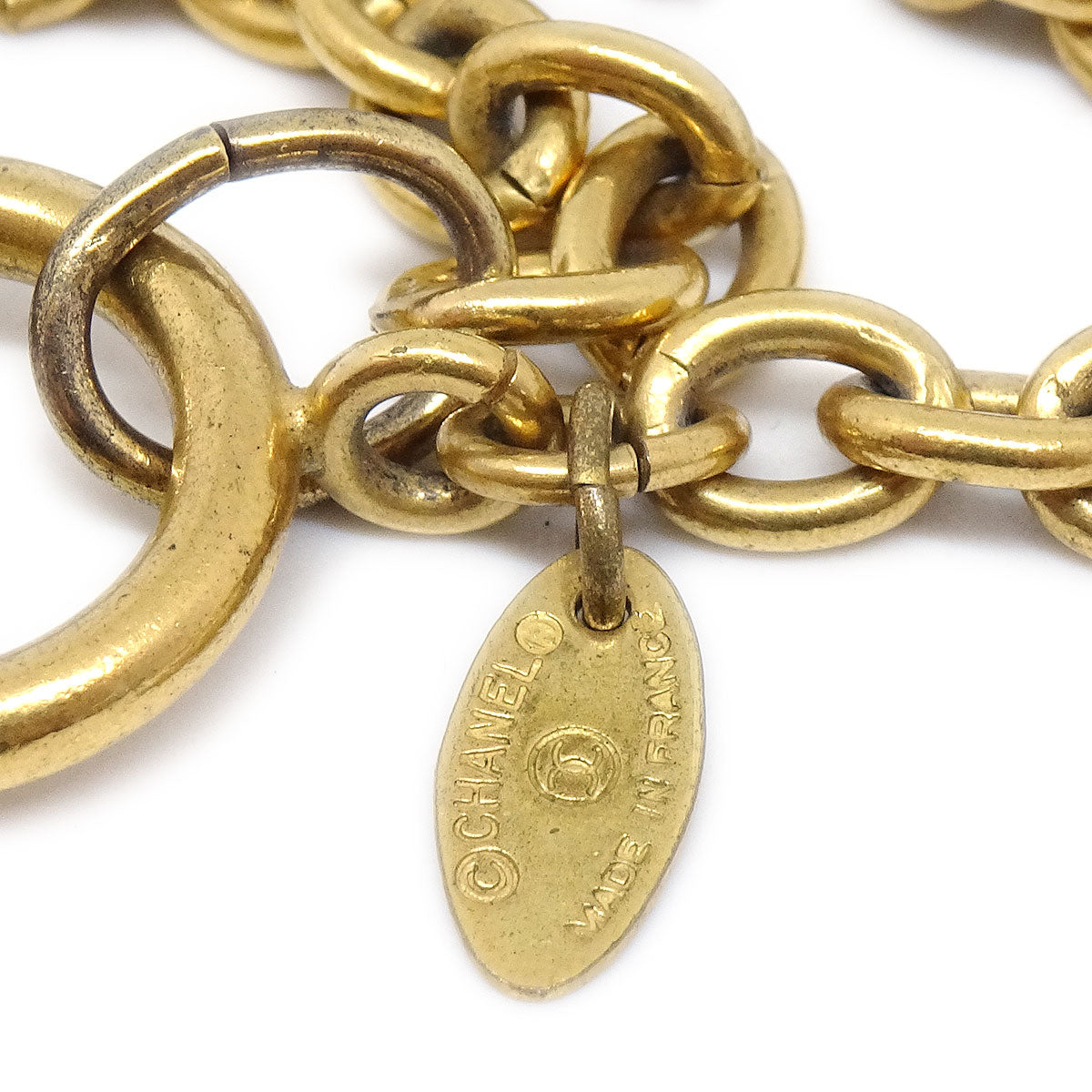 Luxury Chanel Quilted CC Gold Chain Pendant Necklace 3857