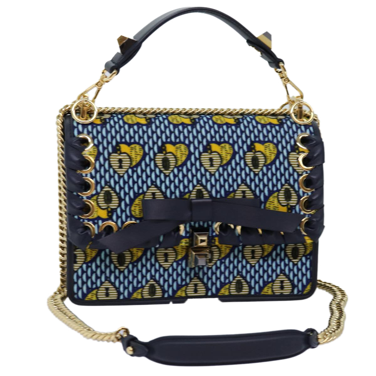 Luxury Fendi Canai Chain Shoulder Bag Suede 2way Blue73399A