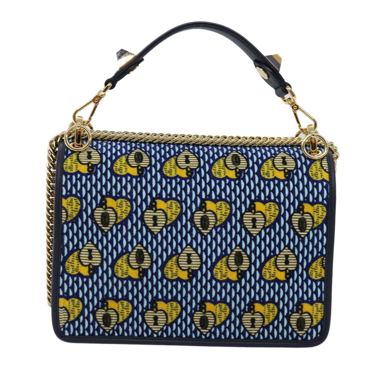 Luxury Fendi Canai Chain Shoulder Bag Suede 2way Blue73399A