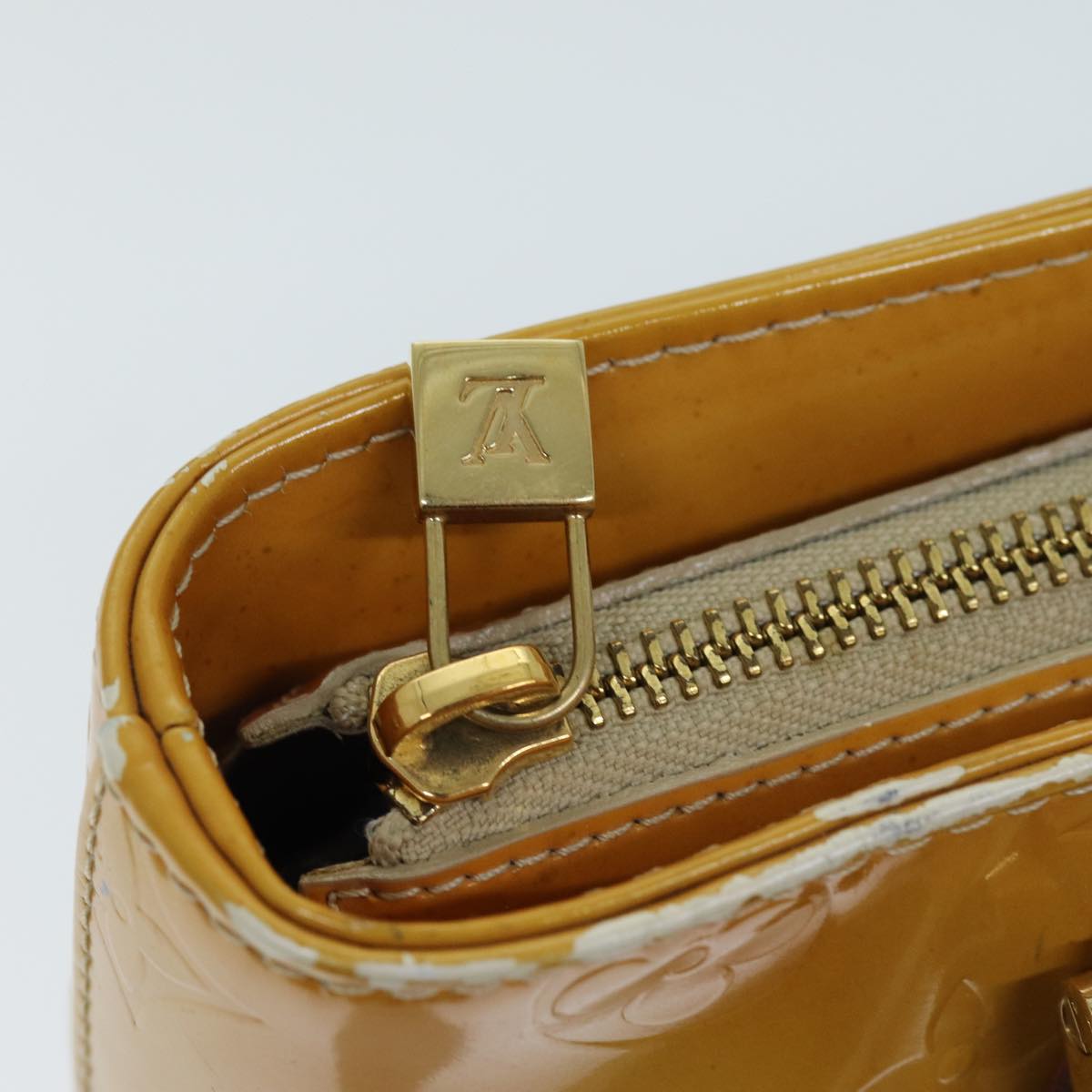 LOUIS VUITTON Monogram Vernis Houston Hand Bag Beige M91004 LV 73458