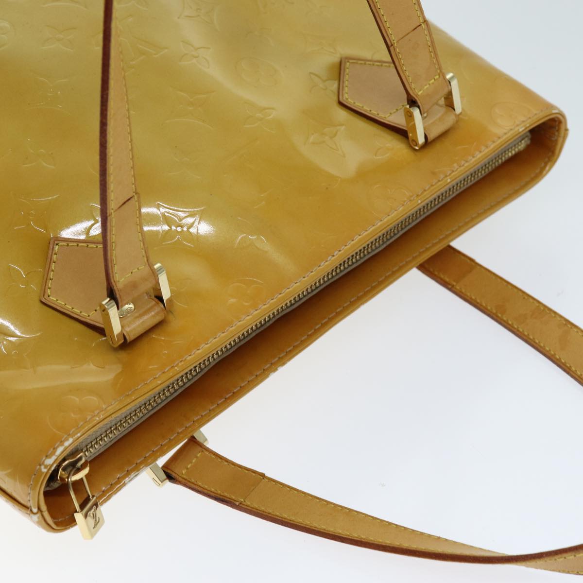 LOUIS VUITTON Monogram Vernis Houston Hand Bag Beige M91004 LV 73458