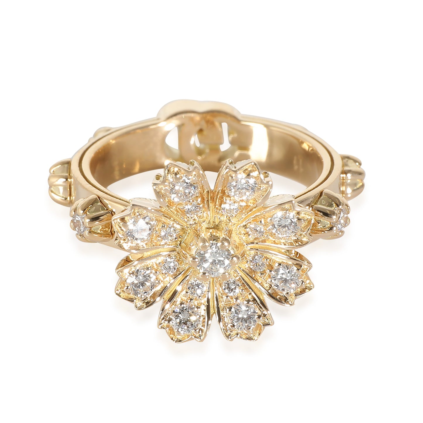 Gucci Flora Ring with Diamonds in 18k Yellow Gold 0.63 CTW