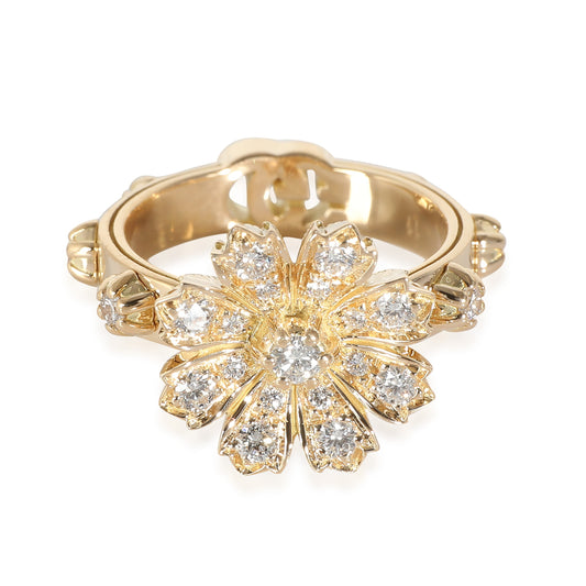 Gucci Flora Ring with Diamonds in 18k Yellow Gold 0.63 CTW