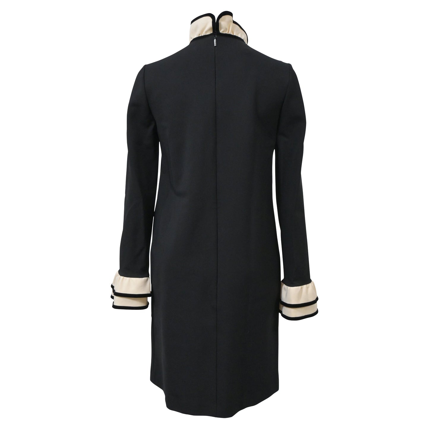 Luxury Gucci Trending 2025 Ruffled-Bib Dress in Black Wool