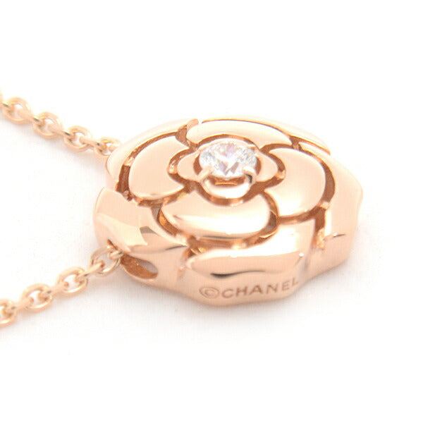Chanel Camellia Diamond Necklace Pink Gold