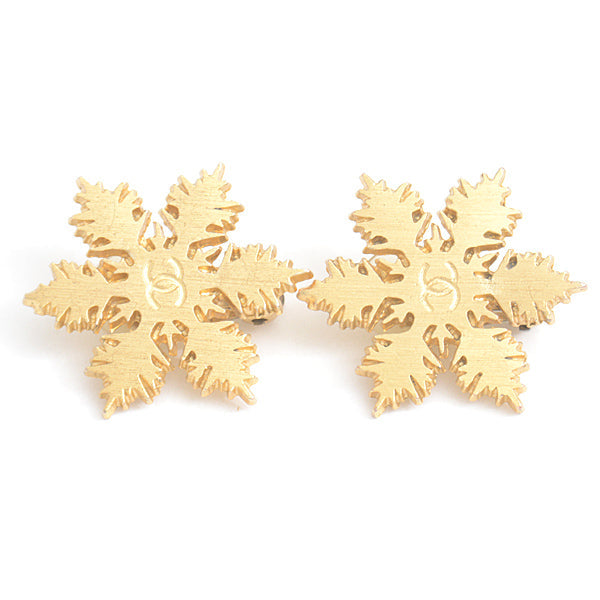 Chanel Snowflake Earrings Gold 01A