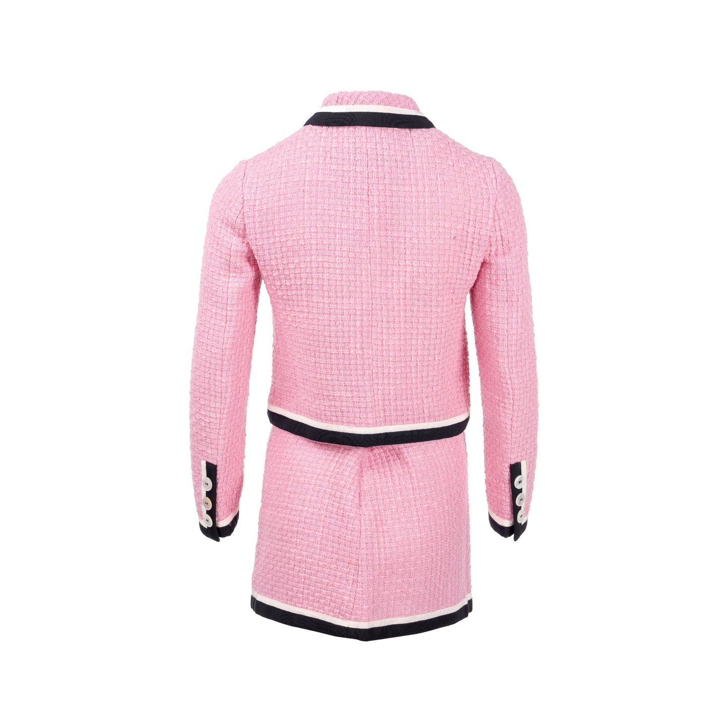 Miu Miu Size 36 Single-Breasted Tweed Jacket and Skirt Virgin Wool /Silk Pink/Black (Sell in a set)