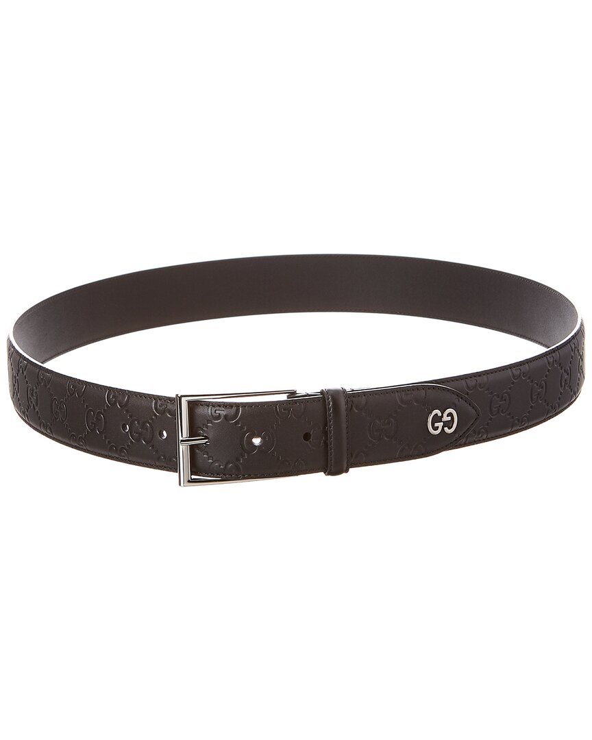 Gucci Interlocking G Signature Leather Belt, 110, Black