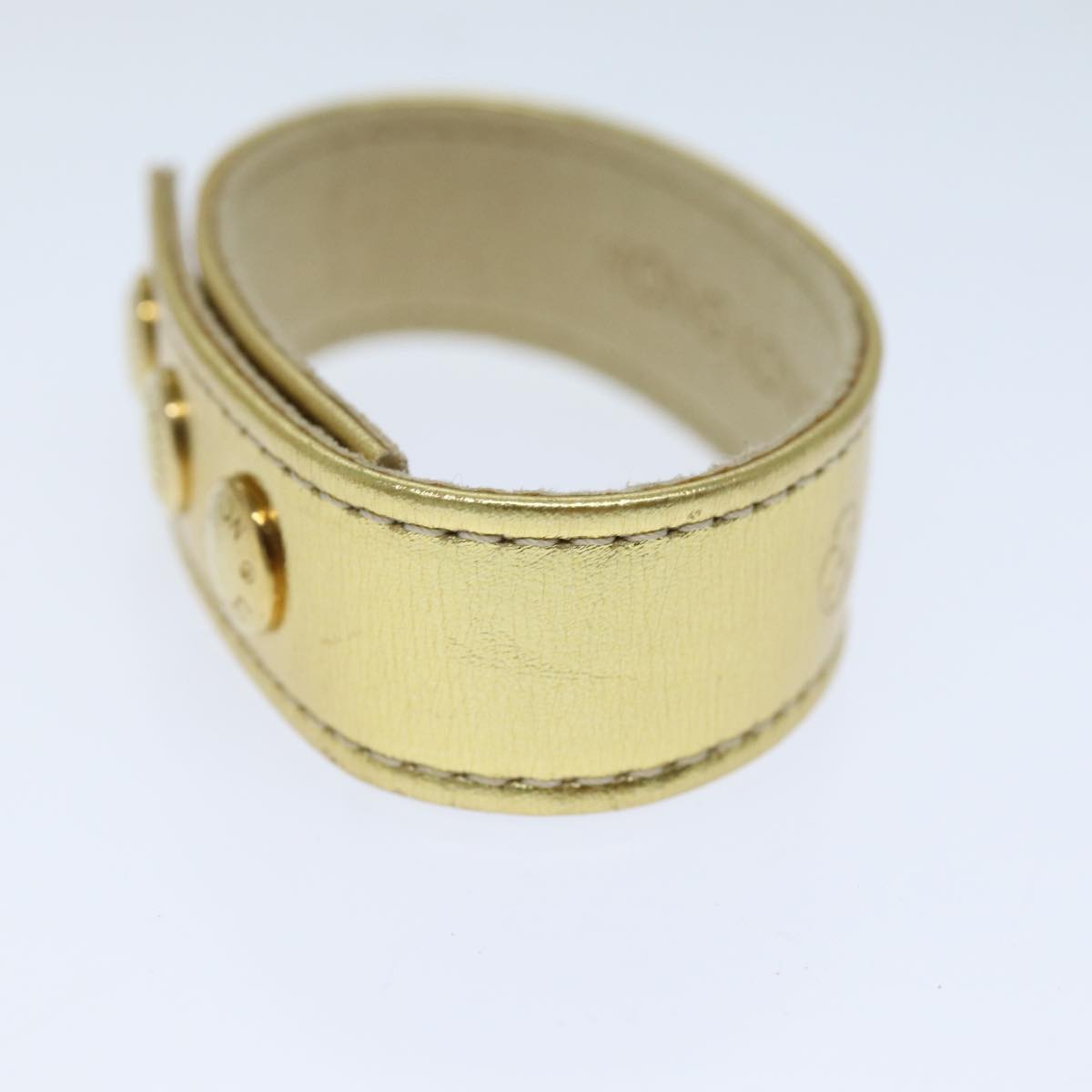 LOUIS VUITTON Suhari Bracelet Leather 2008 Hong Kong Only Gold All LV 74006