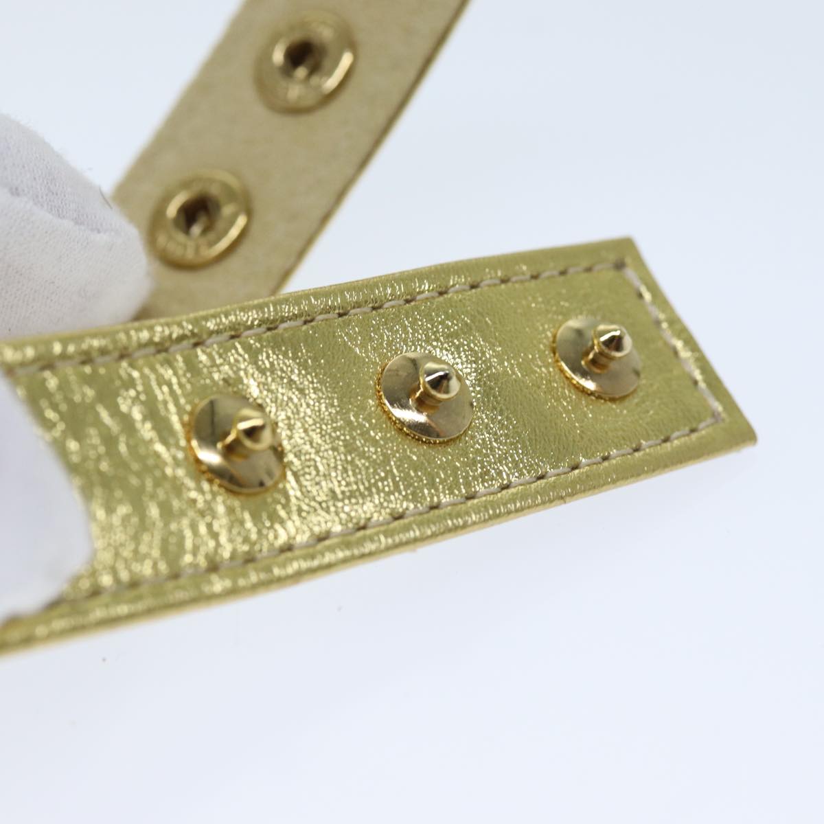 LOUIS VUITTON Suhari Bracelet Leather 2008 Hong Kong Only Gold All LV 74006