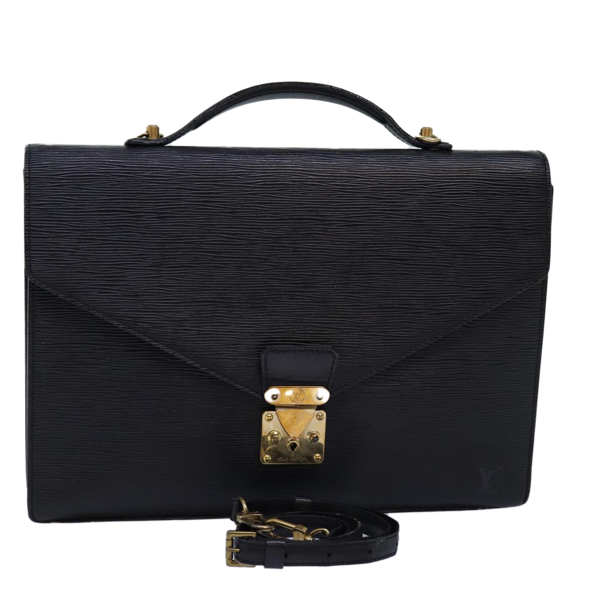 LOUIS VUITTON Epi Porte Documents Bandouliere Briefcase Black M54467 74087