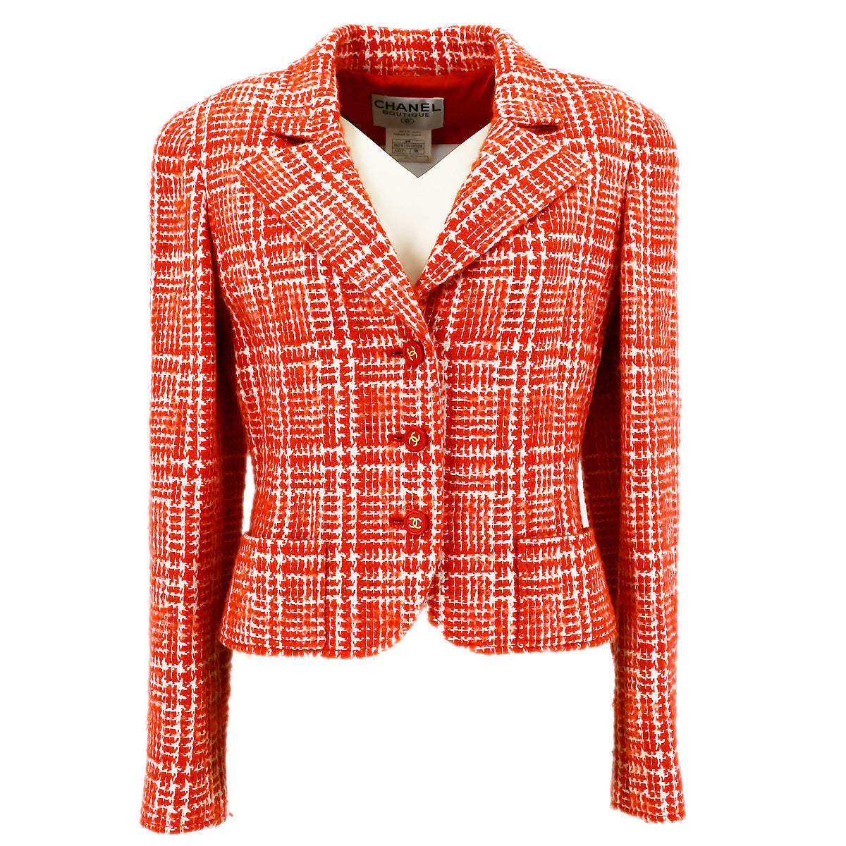 Luxury Chanel 1997 spring CC-buttons tweed jacket #38