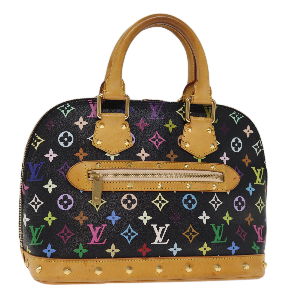 LOUIS VUITTON Monogram Multicolor Alma Hand Bag Black M92646 LV 74284