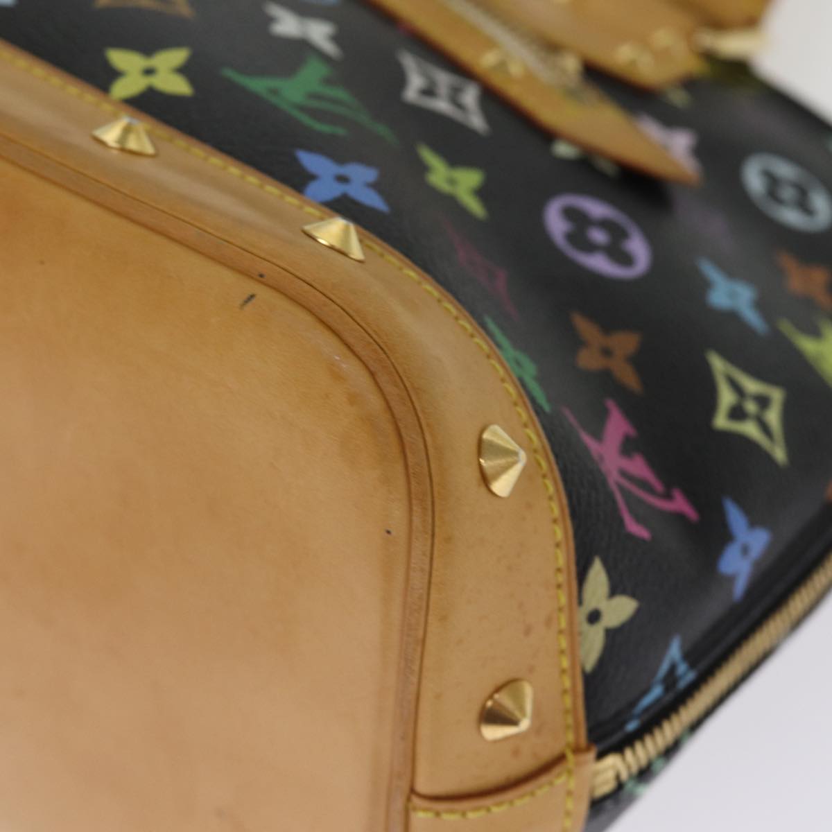 LOUIS VUITTON Monogram Multicolor Alma Hand Bag Black M92646 LV 74284