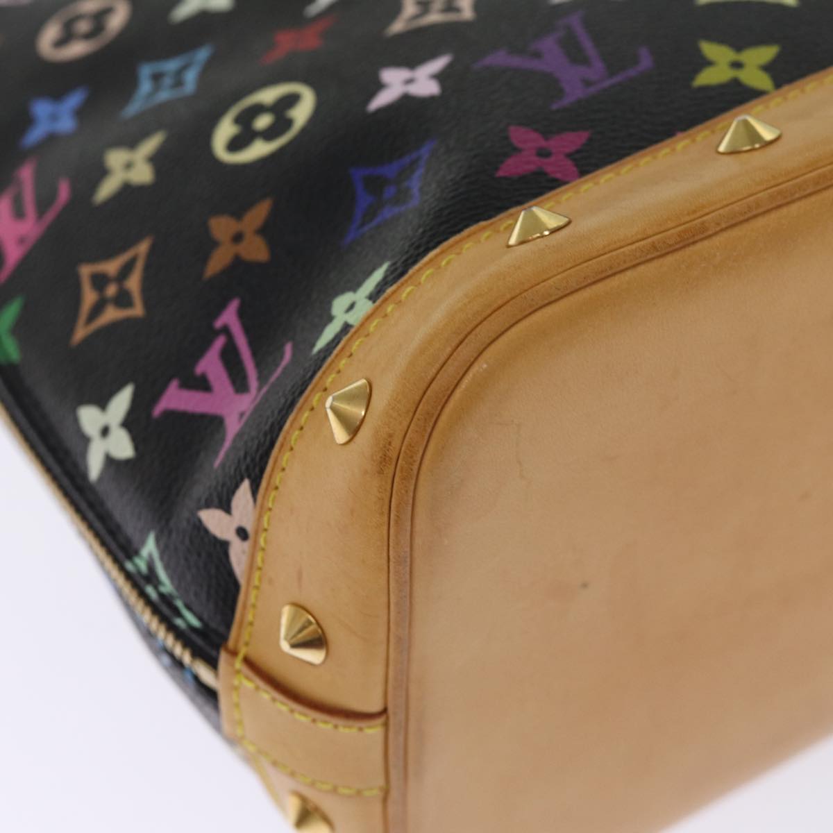 LOUIS VUITTON Monogram Multicolor Alma Hand Bag Black M92646 LV 74284
