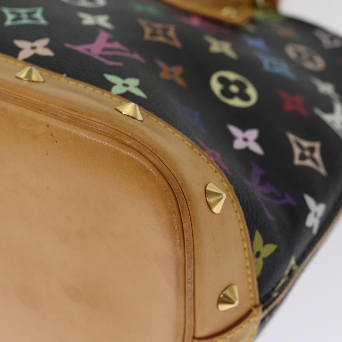 LOUIS VUITTON Monogram Multicolor Alma Hand Bag Black M92646 LV 74284